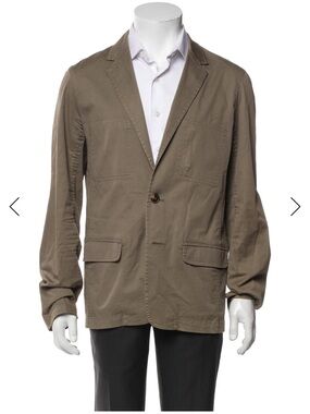Men's Lightweight Olive Shirt Jacket with Notch Lapel